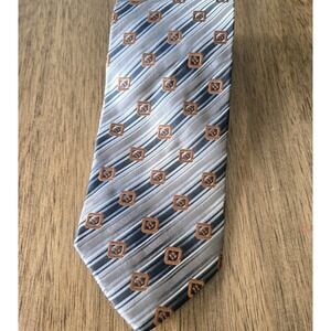 Vintage Pavone Striped‎ Sliver Gray Bronze 100% Silk Handmade Neck Tie
